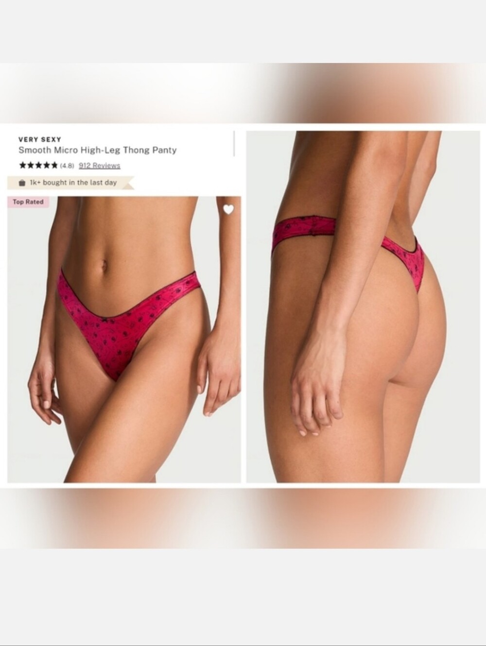 Victoria's Secret Very Sexy Smooth Micro High-leg Thong Panty XSMALL